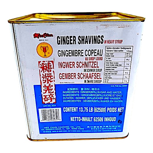 [VC602] MeyChung Jengibre Troceado Dulce 美珍糖姜碎罐装 6.25Kg